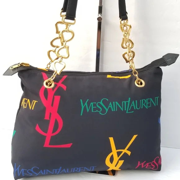 Gorgeous Vintage YSL Yves Saint Laurent Monogram canvas shoulder Tote handbag